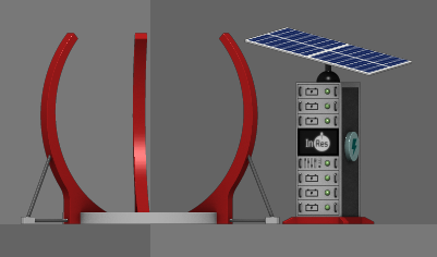 A render of the gateway and its adjoining console, the server rack-looking thing