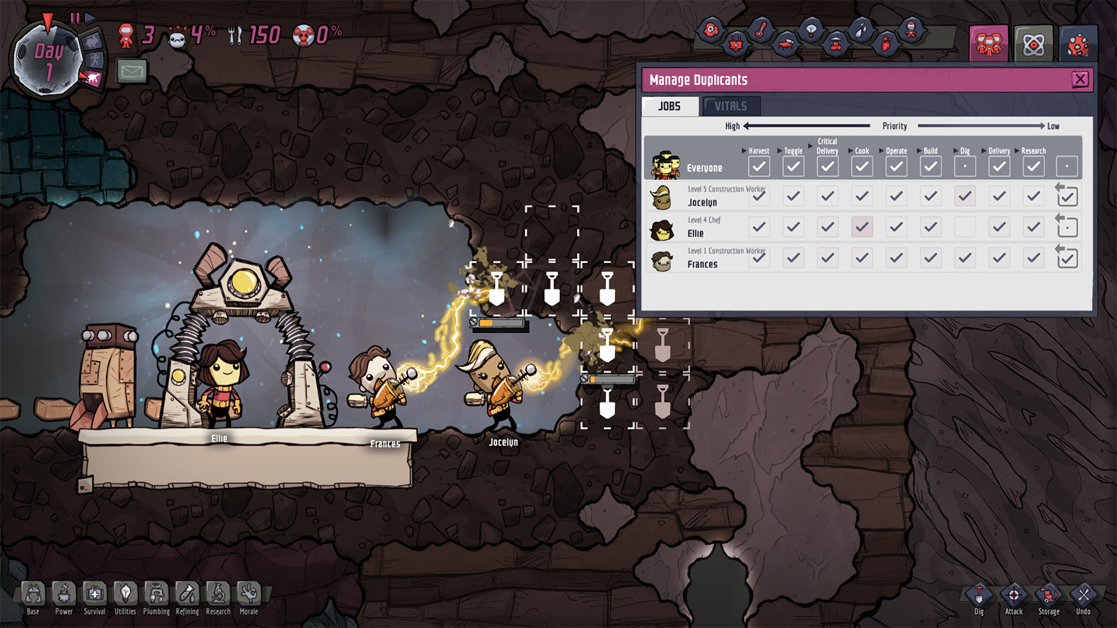 A screenshot of Klei's beautiful and exciting Oxygen Not Included game