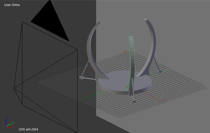 A screenshot of Blender showing a 3D model of the gateway