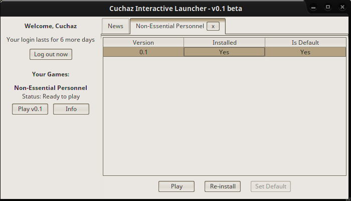 A screenshot of the launcher, NEP page